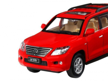 Фото Машина "АВТОПАНОРАМА" Lexus LX570, красный, 1/32, свет, звук, инерция, в/к 17,5*13,5*9 см | Инномарт
