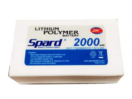 Фото Аккумулятор Li-Po Spard 2000mAh, 7,4V, 20C, T‐plug для Remo Hobby 1/16, Himoto 1/18 | Инномарт