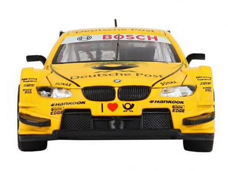 Фото Машина "АВТОПАНОРАМА" BMW M3 DTM, желтый, 1/32, свет, звук, инерция, в/к 17,5*13,5*9 см | Инномарт