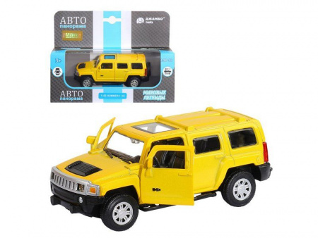 Фото Машина "АВТОПАНОРАМА" Hummer H3, желтый, 1/43, инерция, в/к 17,5*12,5*6,5 см | Инномарт