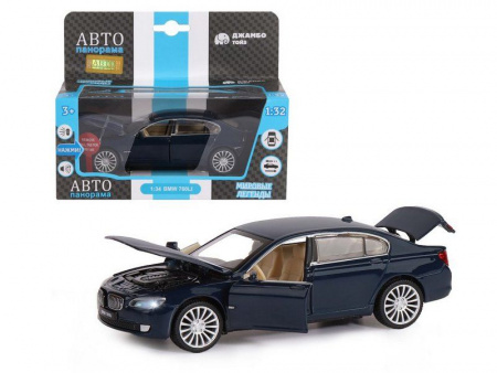 Фото Машина "АВТОПАНОРАМА" BMW 760LI, синий, 1/34, свет, звук, инерция, в/к 17,5*13,5*9 см | Инномарт
