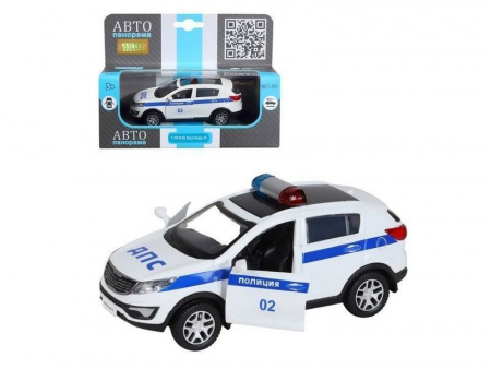 Фото Машина "АВТОПАНОРАМА" KIA SPORTAGE R, Полиция, 1/39, инерция, откр. двери, в/к 17,5*12,5*6,5 см | Инномарт