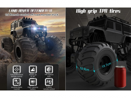 Фото Радиоуправляемый внедорожник Double Eagle Land Rover Defender D110 Bigfoot 1/6 4WD 2.4G RTR | Инномарт