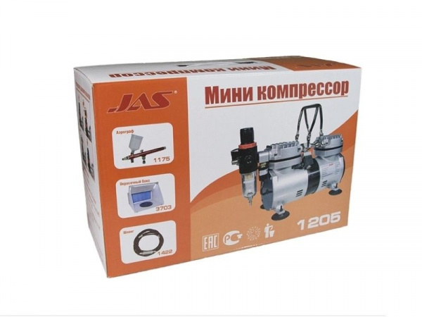 Компрессор JAS 1205, с регулятором давления, автоматика, два режима работы, два цилиндра | Инномарт