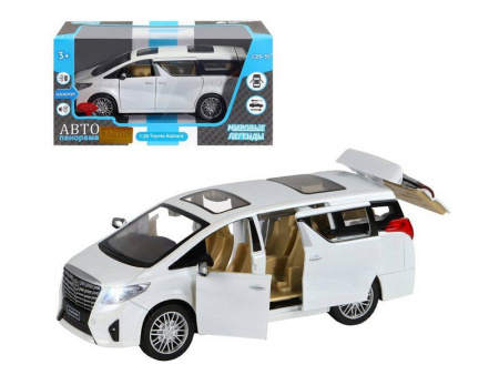 Фото Машина "АВТОПАНОРАМА" Toyota Alphard, белый, 1/29, свет, звук, инерция, в/к 20*10*11 см | Инномарт