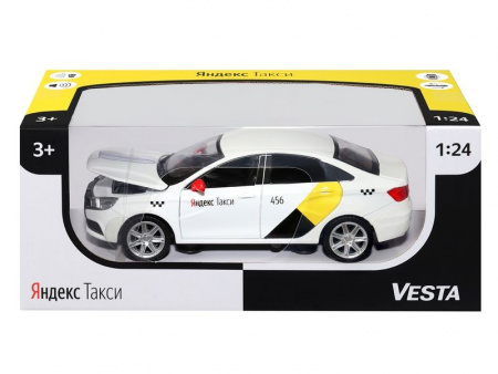 Фото Машина "АВТОПАНОРАМА" Яндекс.Такси LADA VESTA, белый, 1/24, в/к 24,5*12,5*10,5 см | Инномарт