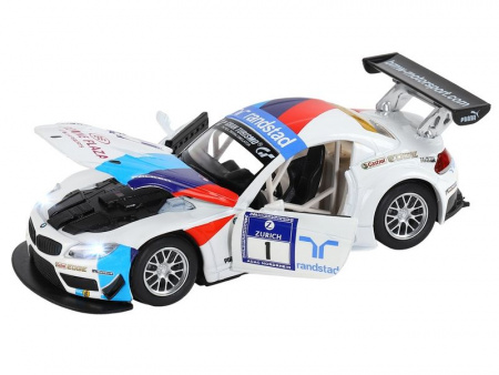 Фото Машина "АВТОПАНОРАМА" BMW Z4 GT3, белый, 1/32, свет, звук, инерция, в/к 17,5*13,5*9 см | Инномарт