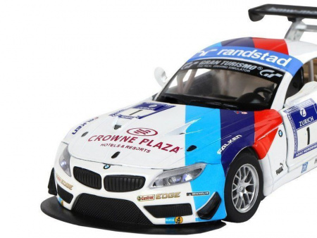 Фото Машина "АВТОПАНОРАМА" BMW Z4 GT3, белый, 1/32, свет, звук, инерция, в/к 17,5*13,5*9 см | Инномарт