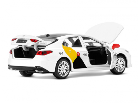 Фото Машина "АВТОПАНОРАМА" Яндекс Go Toyota Camry, 1/34, белый, инерция, свет, Алиса, в/к 17,5*13,5*9 см | Инномарт