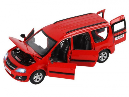 Фото Машина "АВТОПАНОРАМА" LADA LARGUS, красный, 1/24, свет, звук, инерция, в/к 24,5*12,5*10,5 см | Инномарт