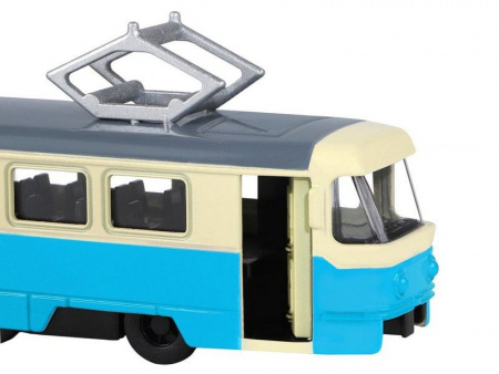 Фото Трамвай "Автопанорама", синий, 1/90, свет, звук, инерция, в/к 22*13,5*5,8 см | Инномарт