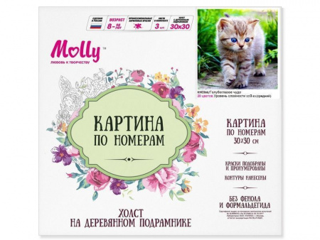 Фото Картина по номерам 30х30 Голубоглазое чудо (20 цветов) | Инномарт