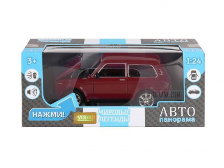 Фото Машина "АВТОПАНОРАМА" ВАЗ 21214, 1/22, бордовый, инерция, в/к 24,5*12,5*10,5 см | Инномарт