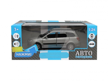 Фото Машина "АВТОПАНОРАМА" LADA GRANTA CROSS, серый, 1/24, свет, звук, инерция, в/к 24,5*12,5*10,5 см | Инномарт