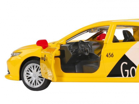 Фото Машина "АВТОПАНОРАМА" Яндекс GO Toyota Camry, 1/43, желтый, инерция, откр. двери, 17,5*12,5*6,5 см | Инномарт