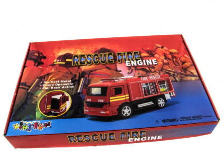 Фото Машина Kinsmart Пожарная машина Rescue Fire Engine инерция (1/12шт.) б/к | Инномарт