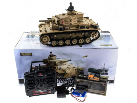 Фото Р/У танк Heng Long 1/16 Panzerkampfwagen III (Германия) 2.4G RTR PRO песочный | Инномарт
