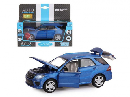 Фото Машина "АВТОПАНОРАМА" Mercedes-Benz ML63 AMG, синий, 1/32, свет, звук, инерция, в/к 17,5*13,5*9 см | Инномарт