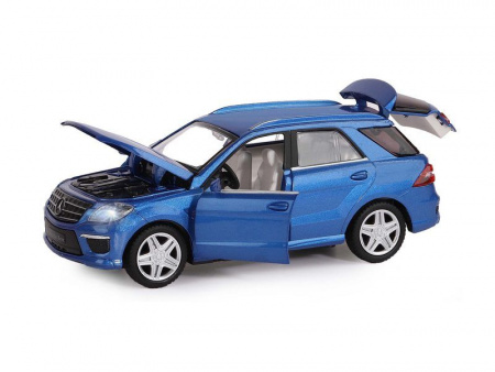 Фото Машина "АВТОПАНОРАМА" Mercedes-Benz ML63 AMG, синий, 1/32, свет, звук, инерция, в/к 17,5*13,5*9 см | Инномарт