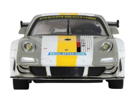 Фото Машина "АВТОПАНОРАМА" Porsche 911 GT3 RSR, серебряный, 1/32, свет, звук, инерция, в/к 17,5*13,5*9см | Инномарт
