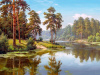 Картина мозаикой с нанесенной рамкой 40х50 И.ПРИЩЕПА. СОСНЫ У ВОДЫ (29 цветов)