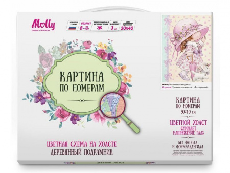 Фото Картина по номерам с цветной схемой на холсте 30х40 Маленькая модница (20 цветов) | Инномарт