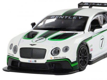 Фото Машина "АВТОПАНОРАМА" Bentley Continental GT3, белый, 1/32, свет, звук, инерция, в/к 17,5*13,5*9 см | Инномарт