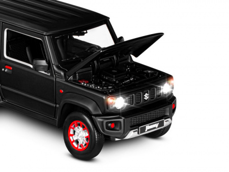 Фото Машина "АВТОПАНОРАМА" Suzuki Jimny, 1/18, черный, свет, звук, в/к 24,5х12,5х10,5 см | Инномарт