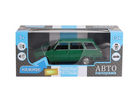Фото Машина "АВТОПАНОРАМА" ВАЗ 2104, зеленый, 1/24, инерция, в/к 24,5*12,5*10,5 см | Инномарт