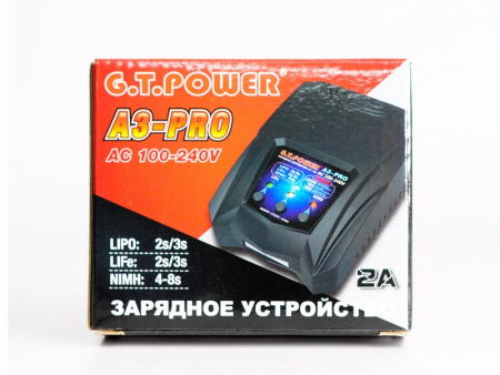 Фото Универсальное З/У G.T.Power A3PRO-V1 LiPo/NiMh (220В/2A/2-3S) T-plug/TRX/Tamiya/Mini Tamiya/XT60 | Инномарт