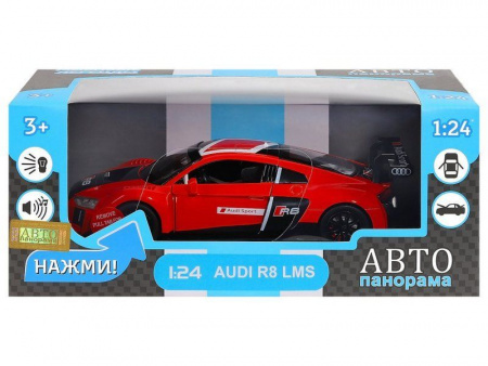 Фото Машина "АВТОПАНОРАМА" Audi R8 LMS, красный, 1/24, свет, звук, в/к 24,5*12,5*10,5 см | Инномарт