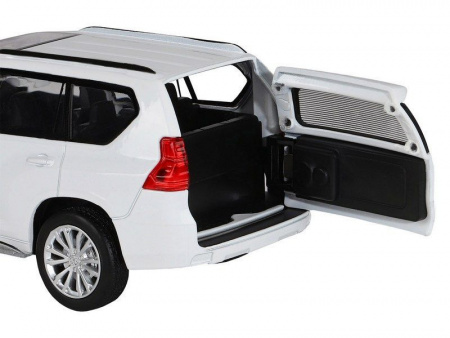 Фото Машина "АВТОПАНОРАМА" Land Cruiser Prado, белый, 1/32, свет, звук, инерция, в/к 17,5*13,5*9 см | Инномарт