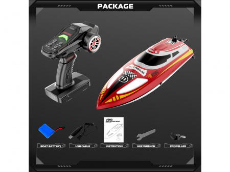 Фото Радиоуправляемый катер Flytec V003 (красный) 2.4G RTR | Инномарт