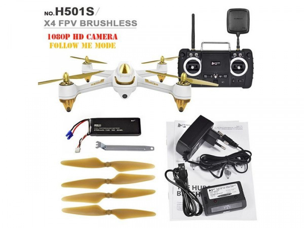 Р/У квадрокоптер Hubsan X4 GPS, FHD + FPV, автовозврат, удержание, следуй за мной, 2.4G (белый) | Инномарт