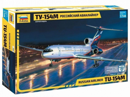 Фото Сборная модель ZVEZDA Российский авиалайнер ТУ-154М, 1/144 | Инномарт
