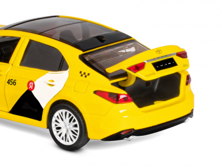 Фото Машина "АВТОПАНОРАМА" Яндекс Go Toyota Camry, 1/34, желтый, инерция, свет, Алиса, в/к 17,5*13,5*9см | Инномарт
