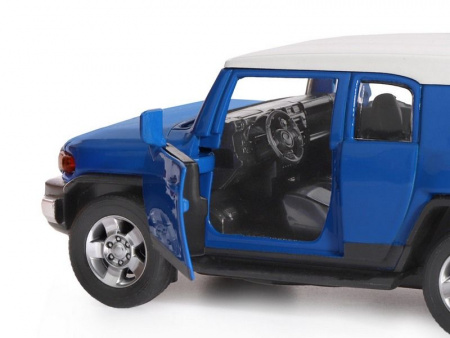 Фото Машина "АВТОПАНОРАМА" Toyota FJ Cruiser, синий, 1/32, свет, звук, инерция, в/к 17,5*13,5*9 см | Инномарт