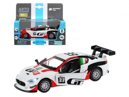 Фото Машина "АВТОПАНОРАМА" Maserati Gran Turismo MC GT4, белый, 1/32, свет, звук, в/к 17,5*13,5*9 см | Инномарт