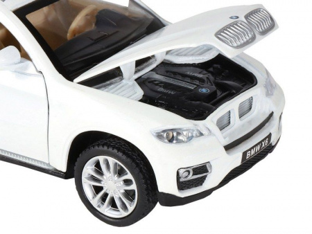 Фото Машина "АВТОПАНОРАМА" BMW X6, белый, 1/32 , свет, звук, инерция, в/к 17,5*13,5*9 см | Инномарт