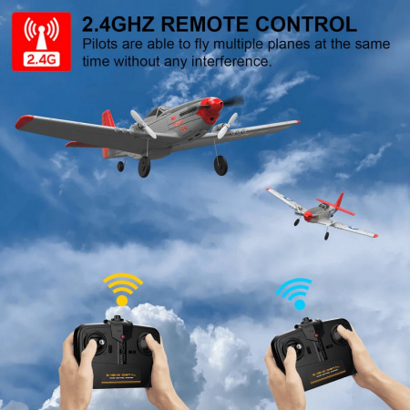 Фото Радиоуправляемый самолет Volantex RC Mustang 400мм (красный) 2.4G 2ch LiPo RTF with Gyro | Инномарт