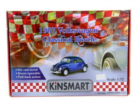 Фото Машина Kinsmart 1967 Volkswagen Classical Beetle with printing инерция (1/12шт.) 1:32 б/к | Инномарт