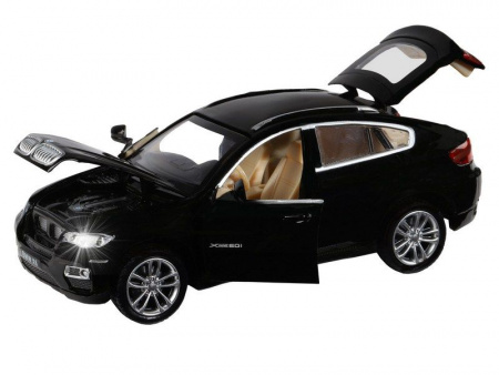 Фото Машина "АВТОПАНОРАМА" BMW X6, черный, 1/32, свет, звук, инерция, в/к 17,5*13,5*9 см | Инномарт