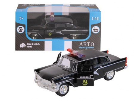 Фото Машина "АВТОПАНОРАМА" "Милиция", черный, 1/48, инерция, в/к 14*5,5*6,6 см | Инномарт