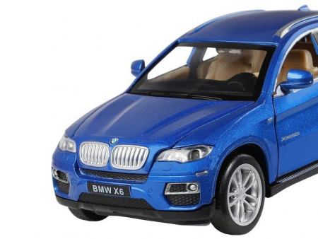 Фото Машина "АВТОПАНОРАМА" BMW X6, синий, 1/32, свет, звук, инерция, в/к 17,5*13,5*9 см | Инномарт