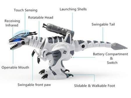 Фото Радиоуправляемый робот-динозавр LENENG TOYS K9 Dinosaur звук, свет, танцы, сенсор, стреляет | Инномарт