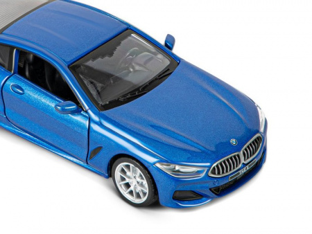 Фото Машина "АВТОПАНОРАМА" BMW M850i Coupé, 1/35, синий, двери, свет, звук, инерция в/к 18*9*13,5 см | Инномарт