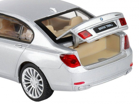 Фото Машина "АВТОПАНОРАМА" BMW 760LI , серебряный, 1/34, свет, звук, инерция, в/к 17,5*13,5*9 см | Инномарт
