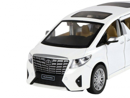 Фото Машина "АВТОПАНОРАМА" Toyota Alphard, белый, 1/29, свет, звук, инерция, в/к 20*10*11 см | Инномарт