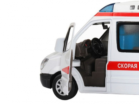 Фото Машина "АВТОПАНОРАМА" Mercedes Sprinter "Скорая помощь", белый, 1/32, в/к 18*9*13,5 см | Инномарт