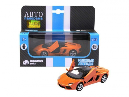 Фото Машина "АВТОПАНОРАМА" Lamborghini Aventador LP700-4 Roadster, 1/43, оранжевый, инерция | Инномарт